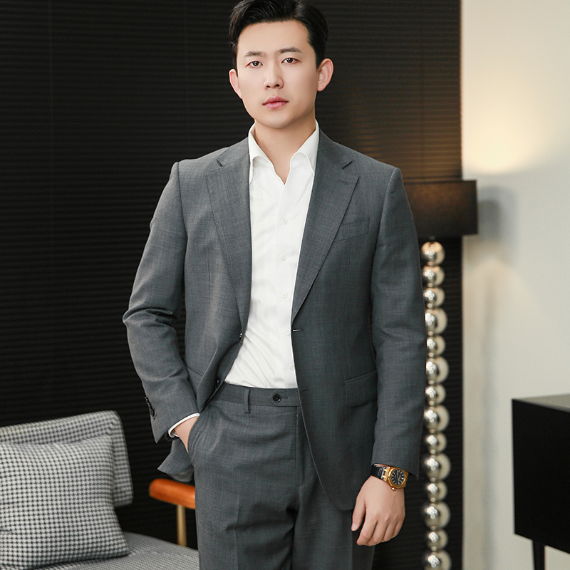 绅士灰 套西西装 120支 四季款全羊毛西装商西服修身