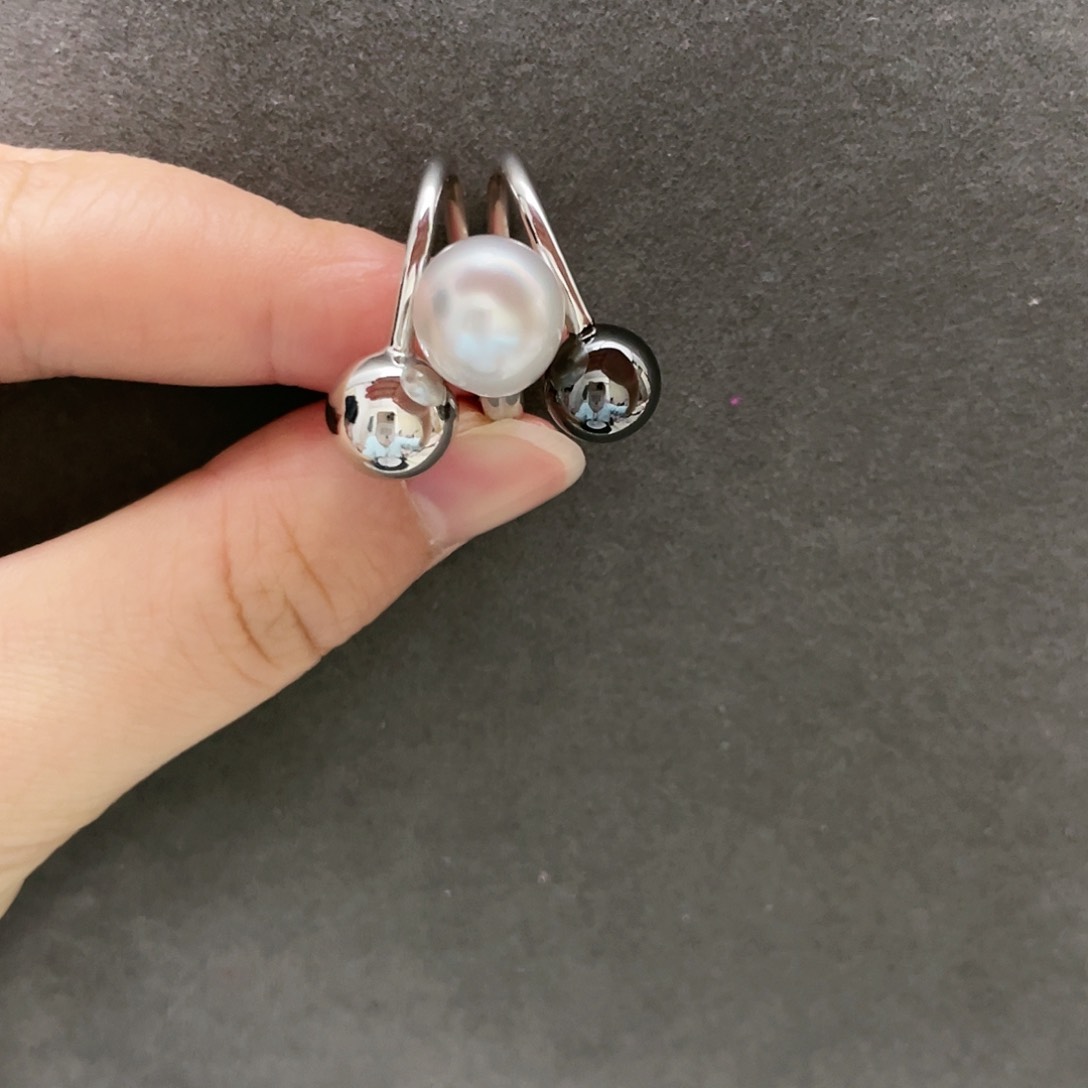 海水珍珠戒圈银S925镶嵌