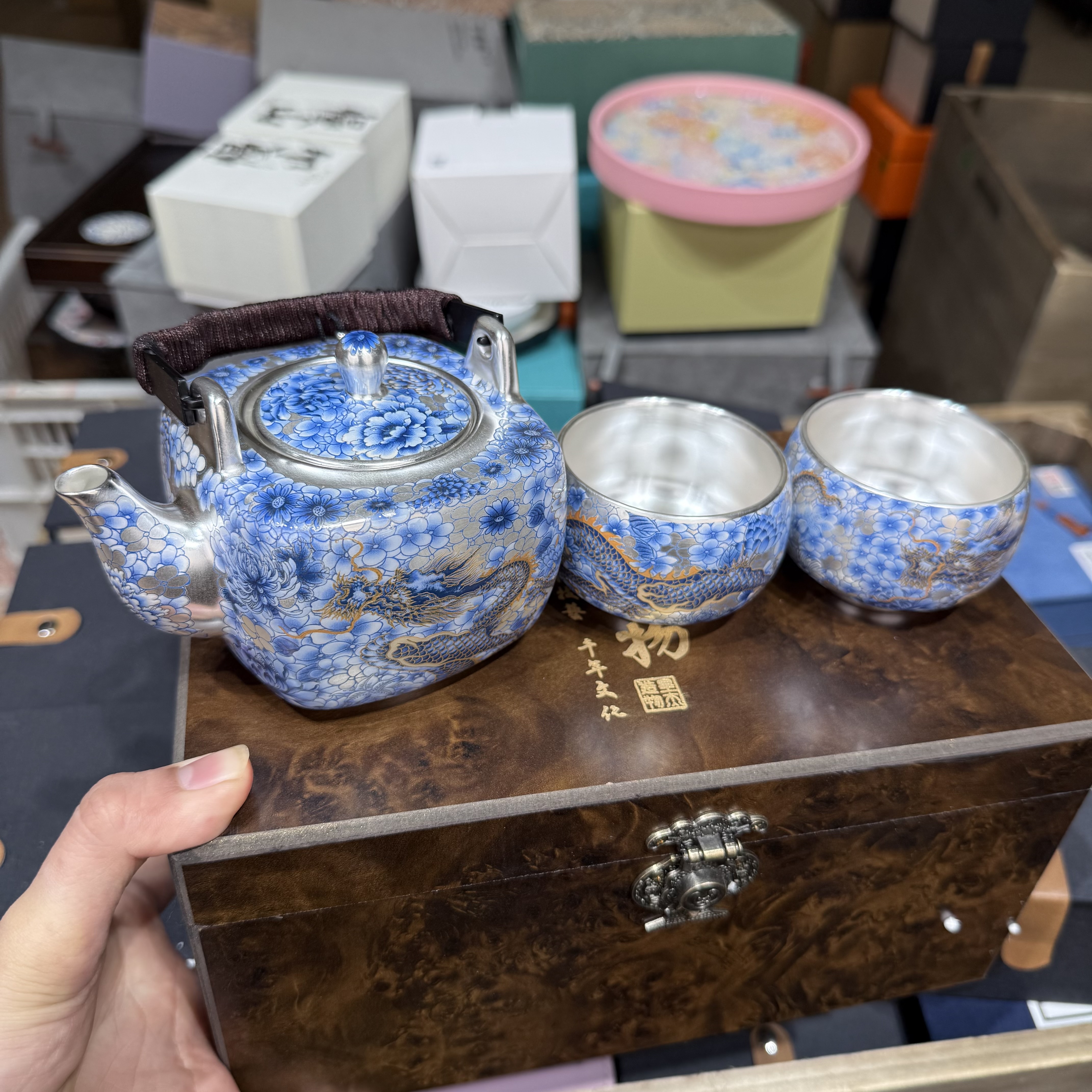 2店【闪购商品】龙凤鎏银提梁壶1518