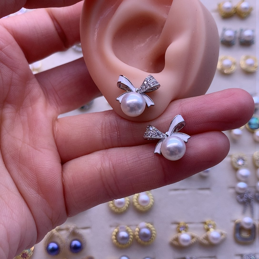 淡水珍珠耳饰合金