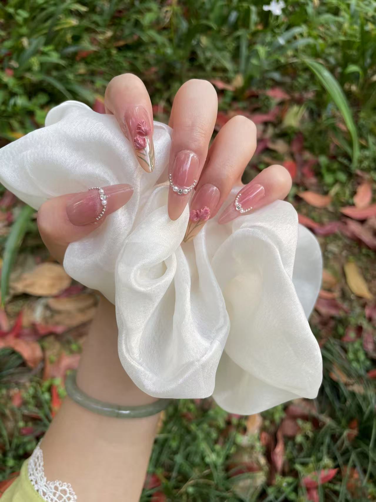 【随便花】高级纯欲风法式郁金香美甲纯手工穿戴甲片