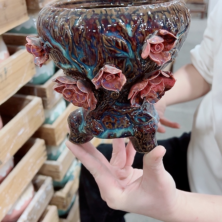 有孔，凑单福利满10元发货陶瓷多肉花盆！