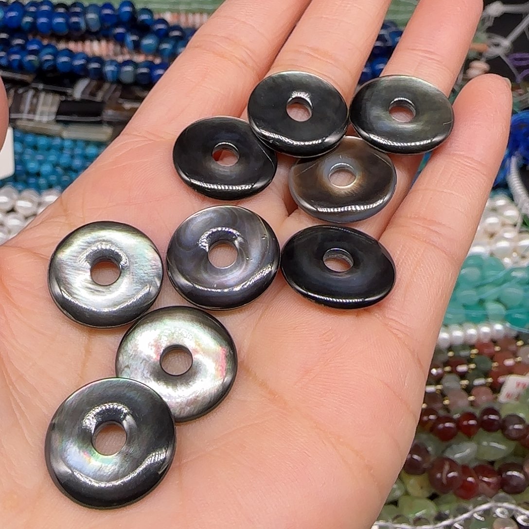 玛瑙/玉髓合金珠宝半成品黑蝶贝一个18mm