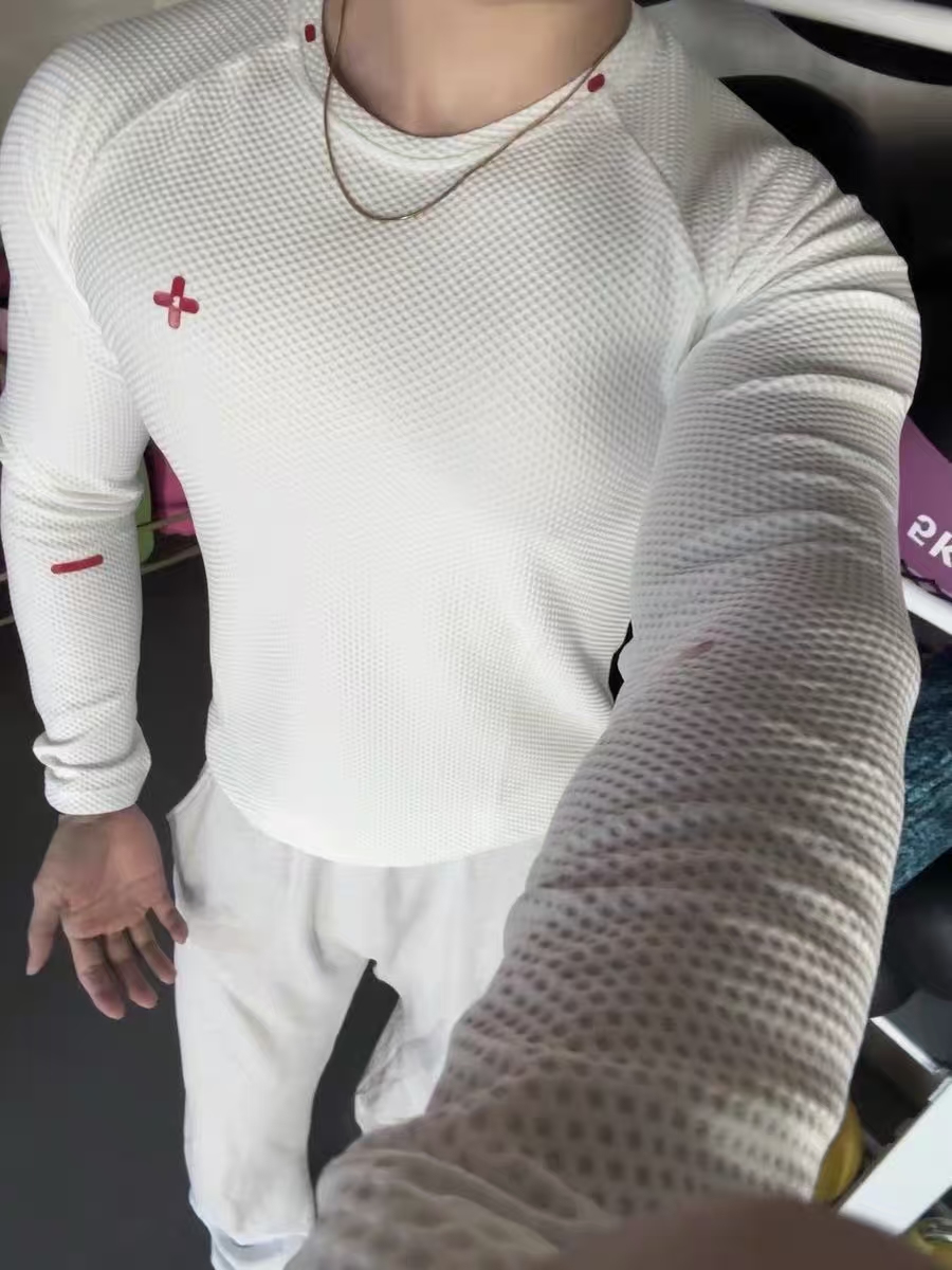 PureZen基本单元同款网眼弹力运动T恤长袖健身健身紧身衣健身长袖