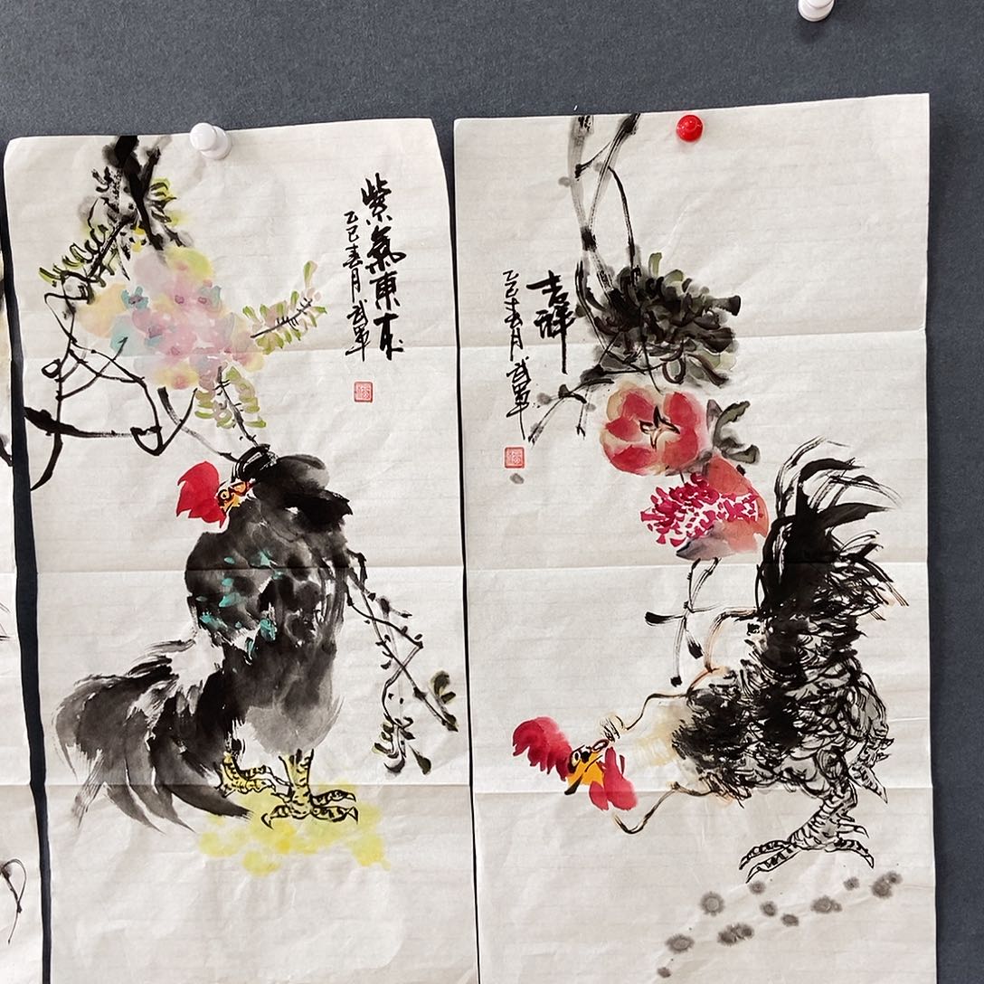 版画姚武军手绘花鸟34.68