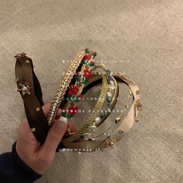 Chris 富家复古小众发箍女秋冬百搭外出显脸小头箍减龄发饰品头饰