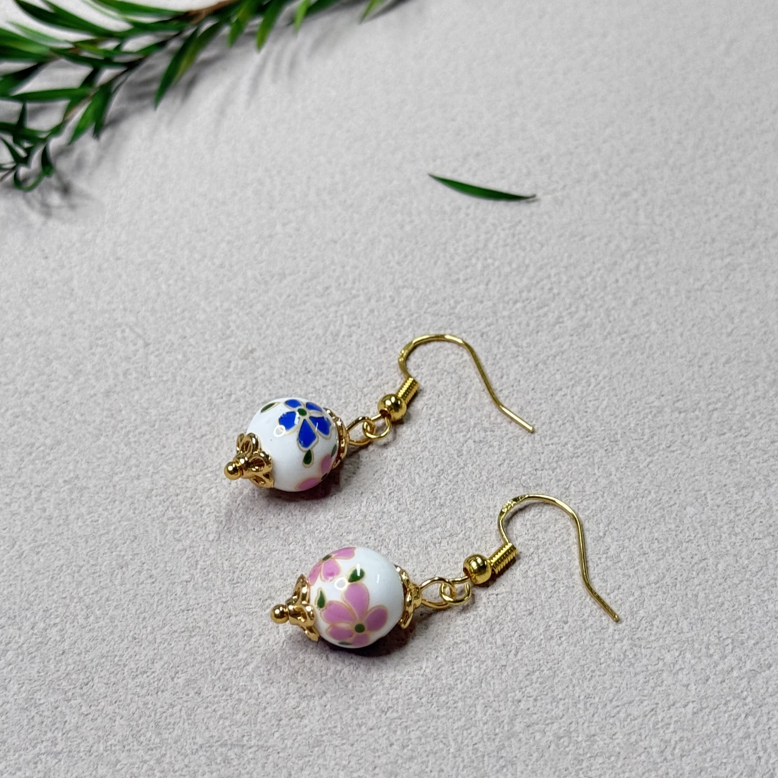 铜合金琉璃耳饰 【六六中古】孤品复古耳环ap7867