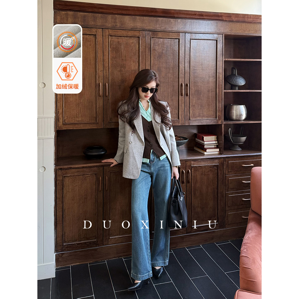 DUOXINIU/多喜牛/DaLin秋冬新款阔腿裤直筒高腰显瘦牛仔裤女89138