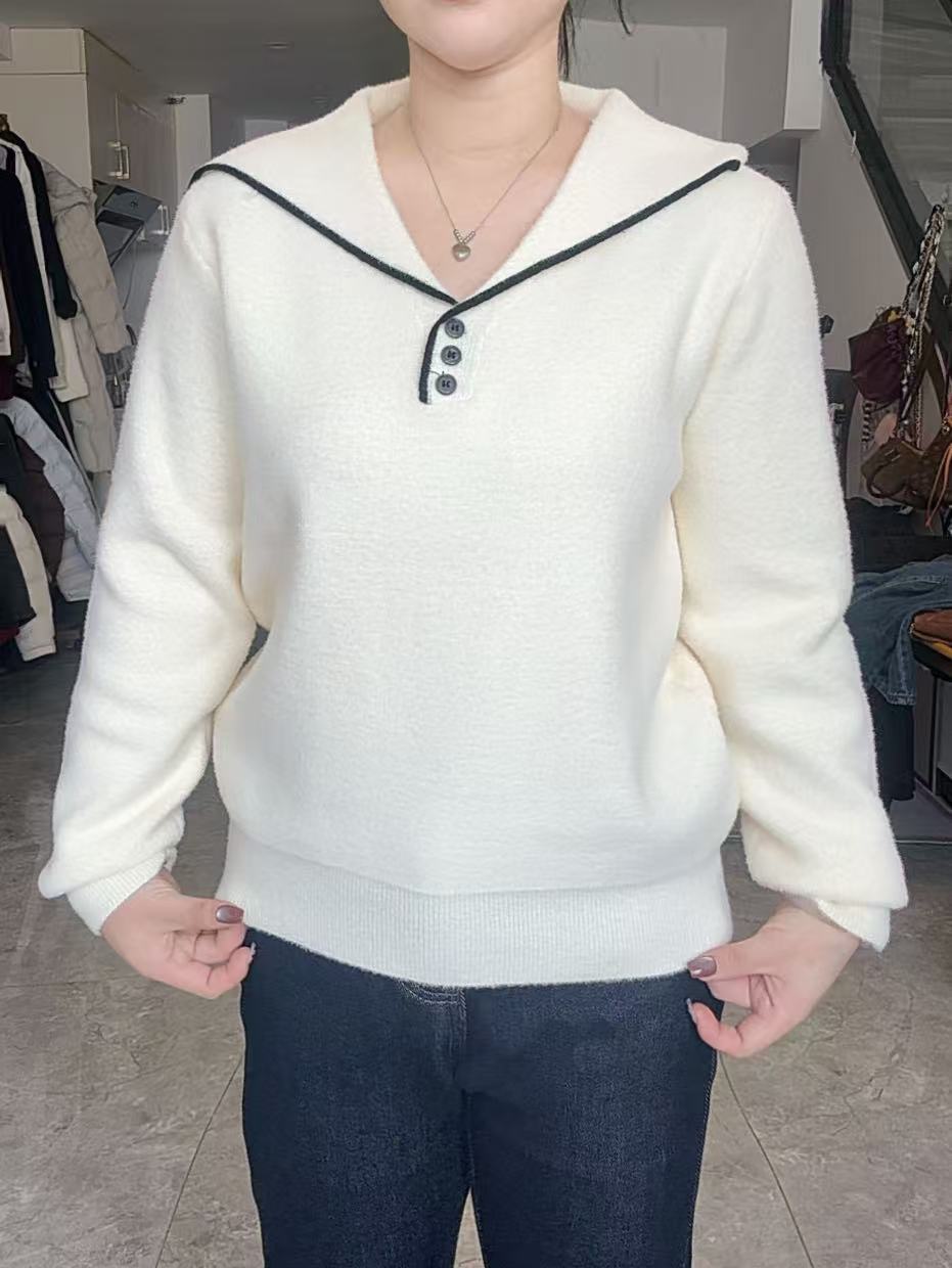  大娟25234冬季新款时尚海军领保暖舒服正肩套头衫女