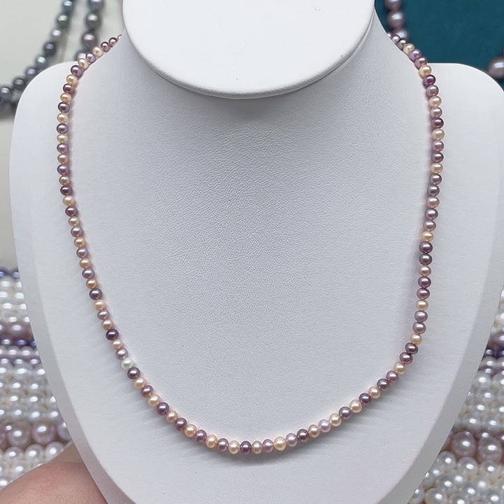 淡水珍珠项链银S925镶嵌不****的
