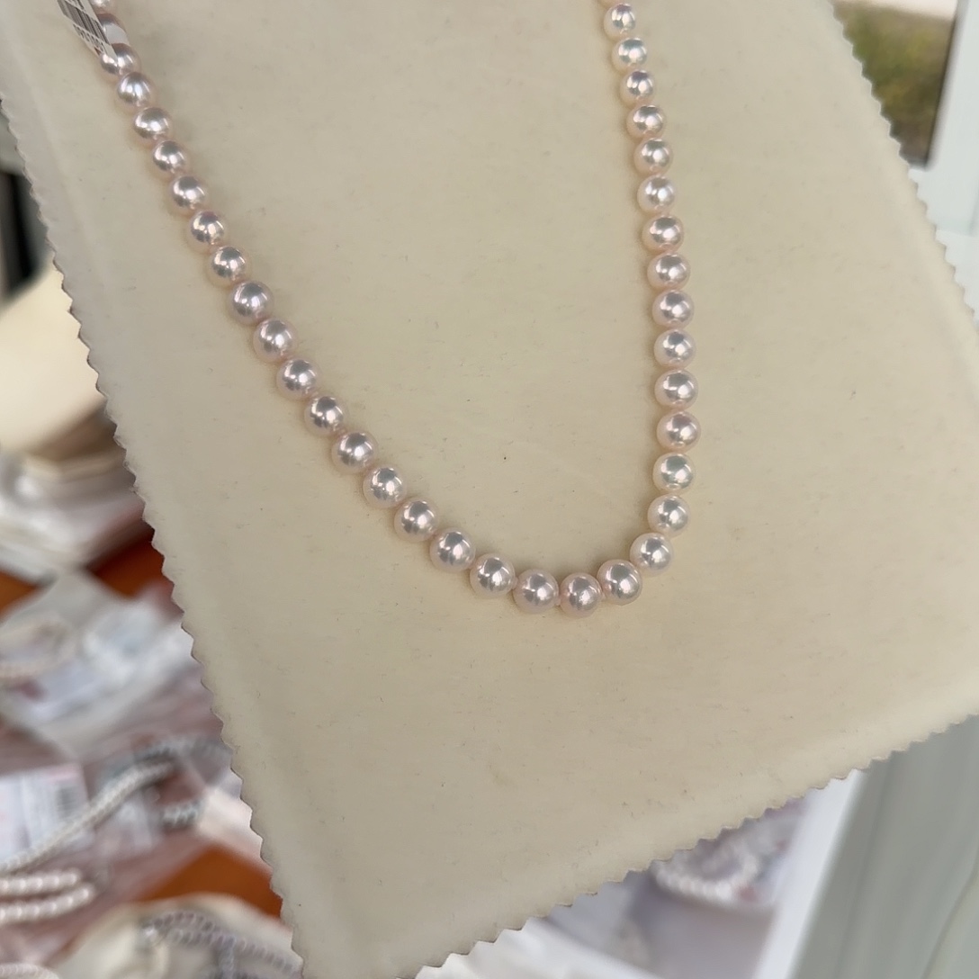 淡水珍珠银S925镶嵌颈饰8-9无核极光镜面正圆无暇炫彩冷清