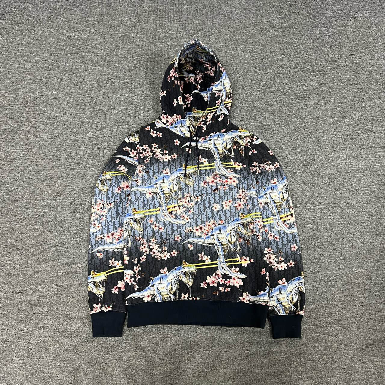 99新 DIOR/迪奥 空山基联名 满印老花连帽卫衣 s码