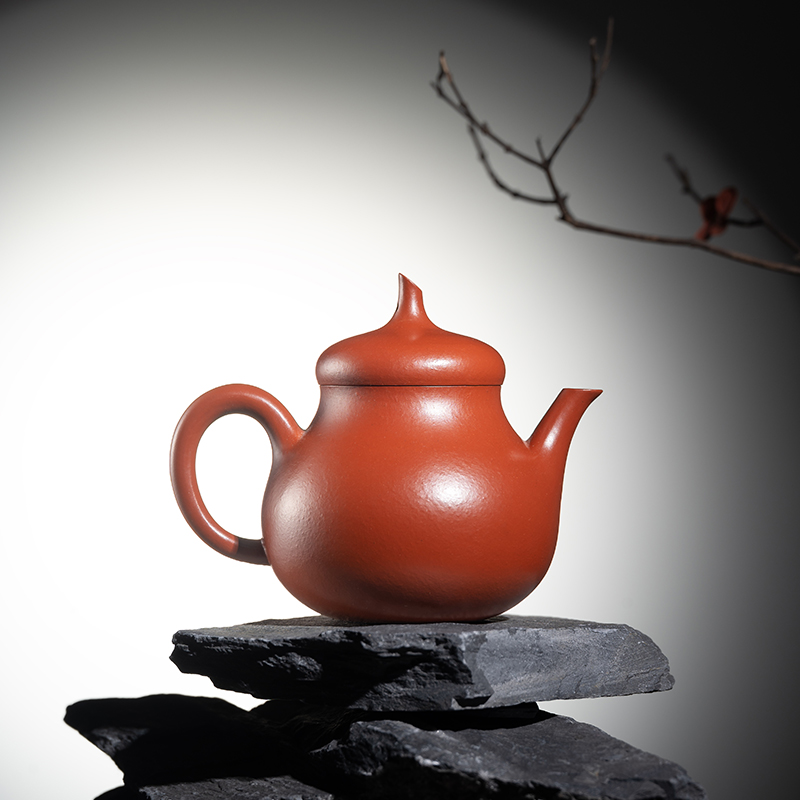 落苏壶 容量140cc 明德园十八式 谢华监制 潮州手拉朱泥壶