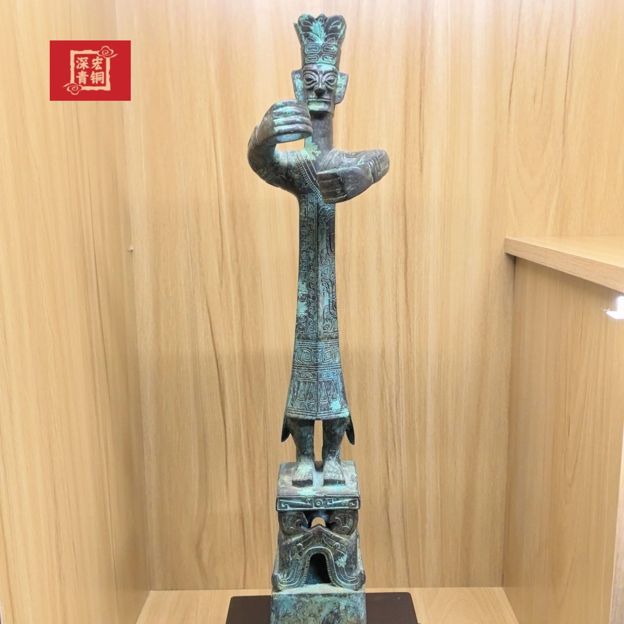三星堆大立人像 仿古做旧青铜器工艺品桌面摆件