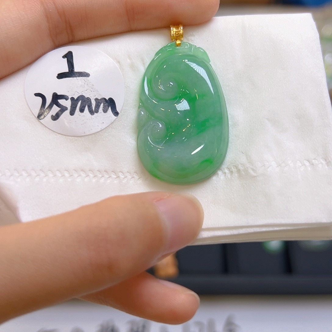 翡翠18K金镶嵌吊坠(不含链)翡翠