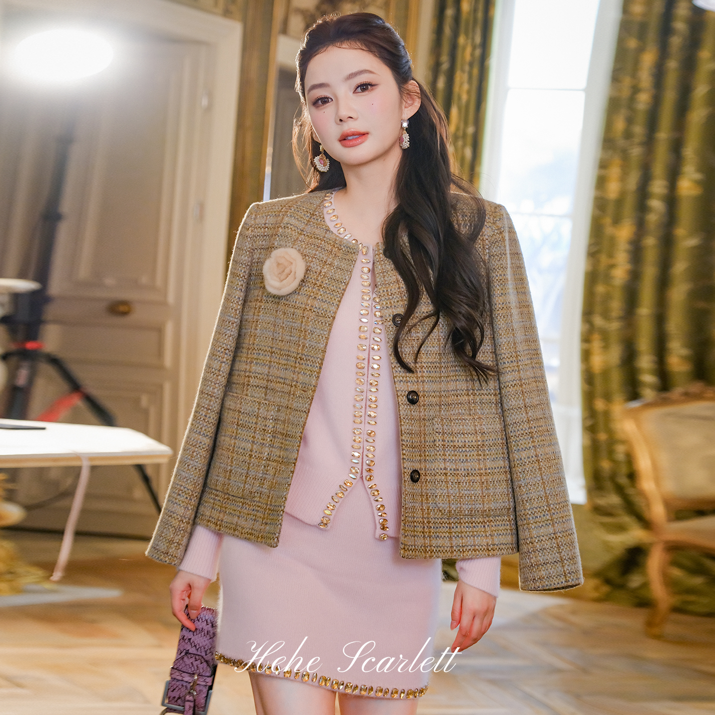 你的呵呵scarlett｜混色粗花小香 静奢精纺澳毛法式香风外套