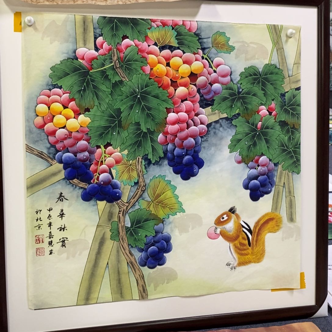 国画仗****下尺寸68✖️68工笔精品葡萄