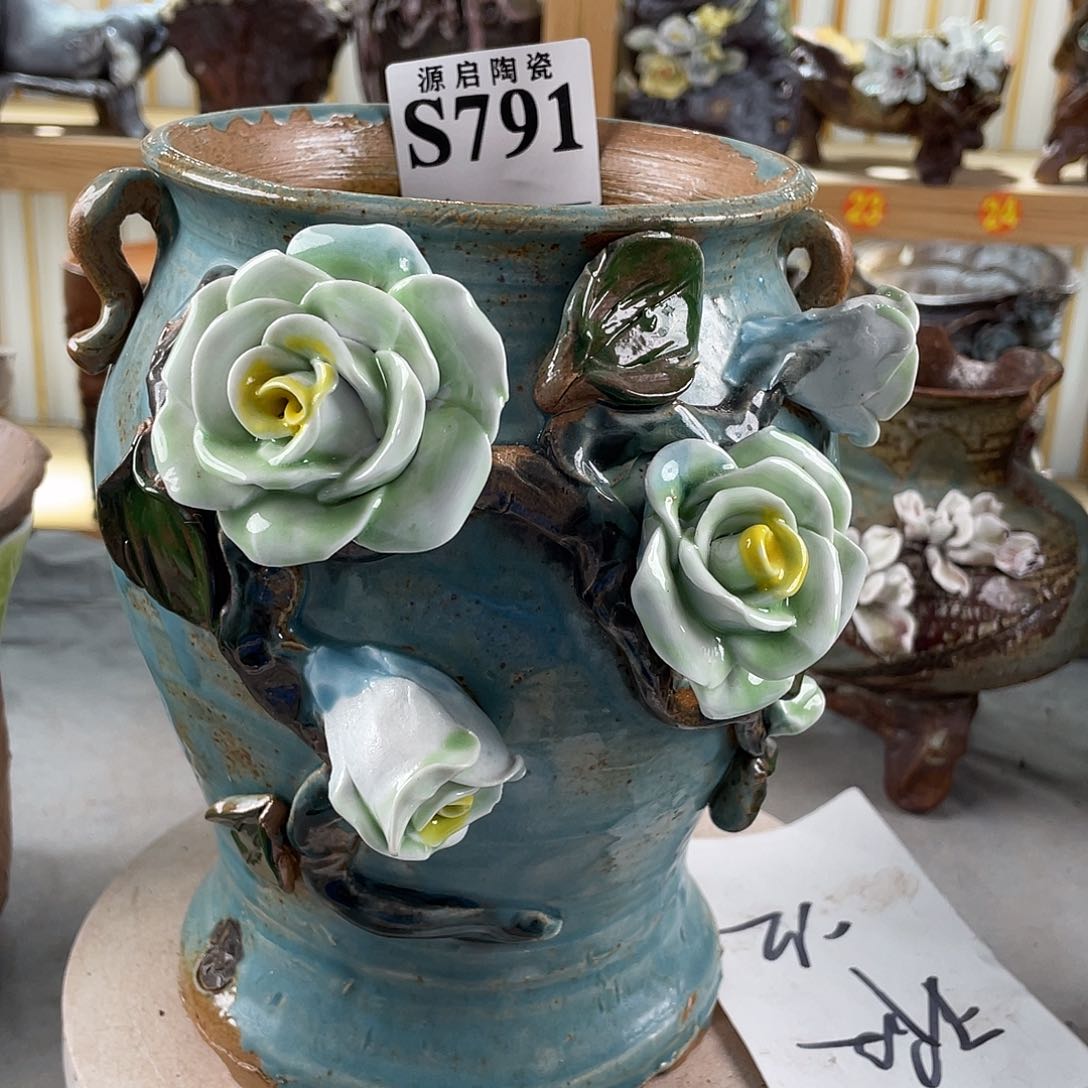 紫砂花盆景德镇陶瓷花盆791