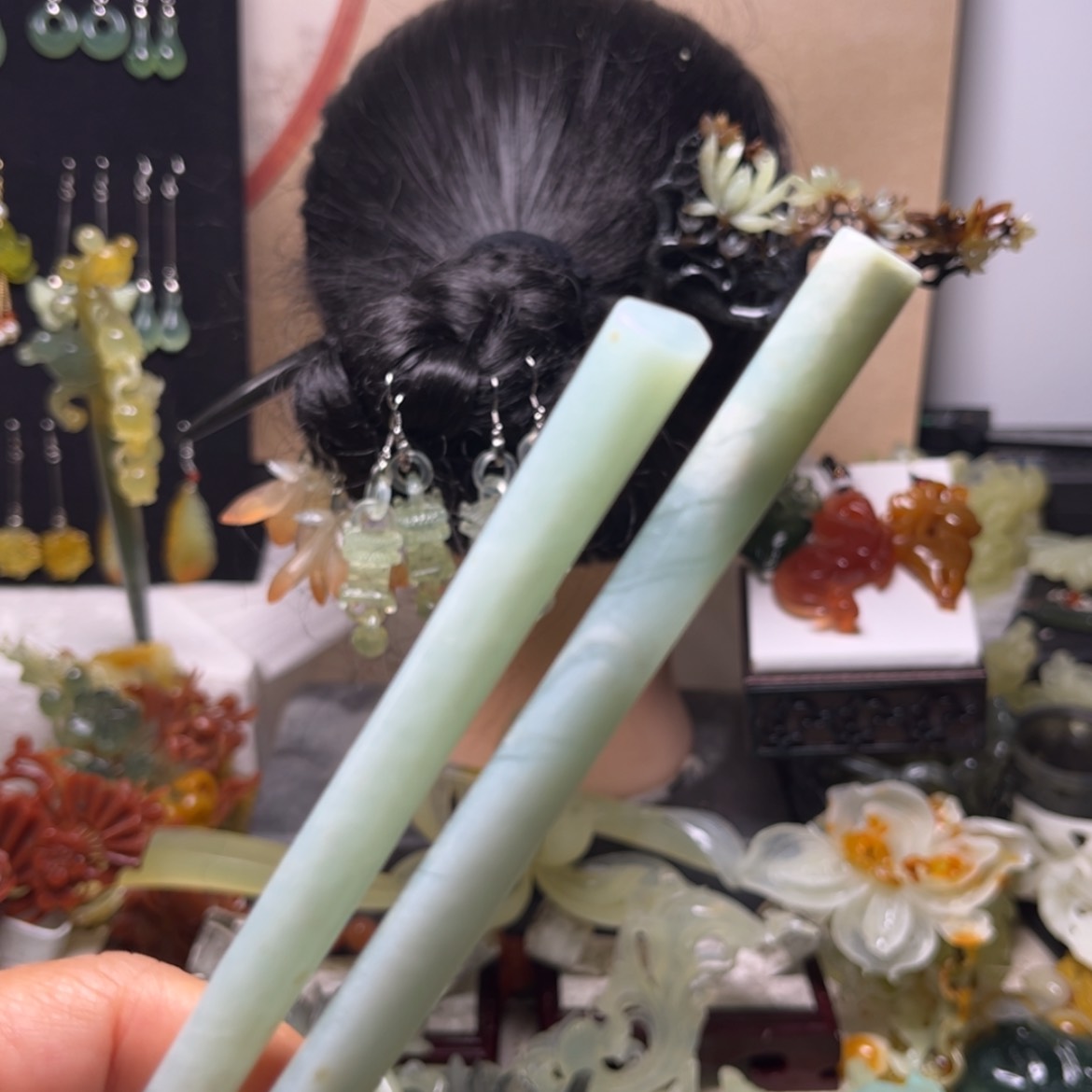 【闪购商品】合金蛇纹石玉发饰
