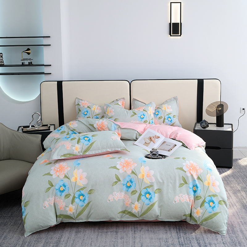 秋冬磨毛加厚柔软四件套-花夕