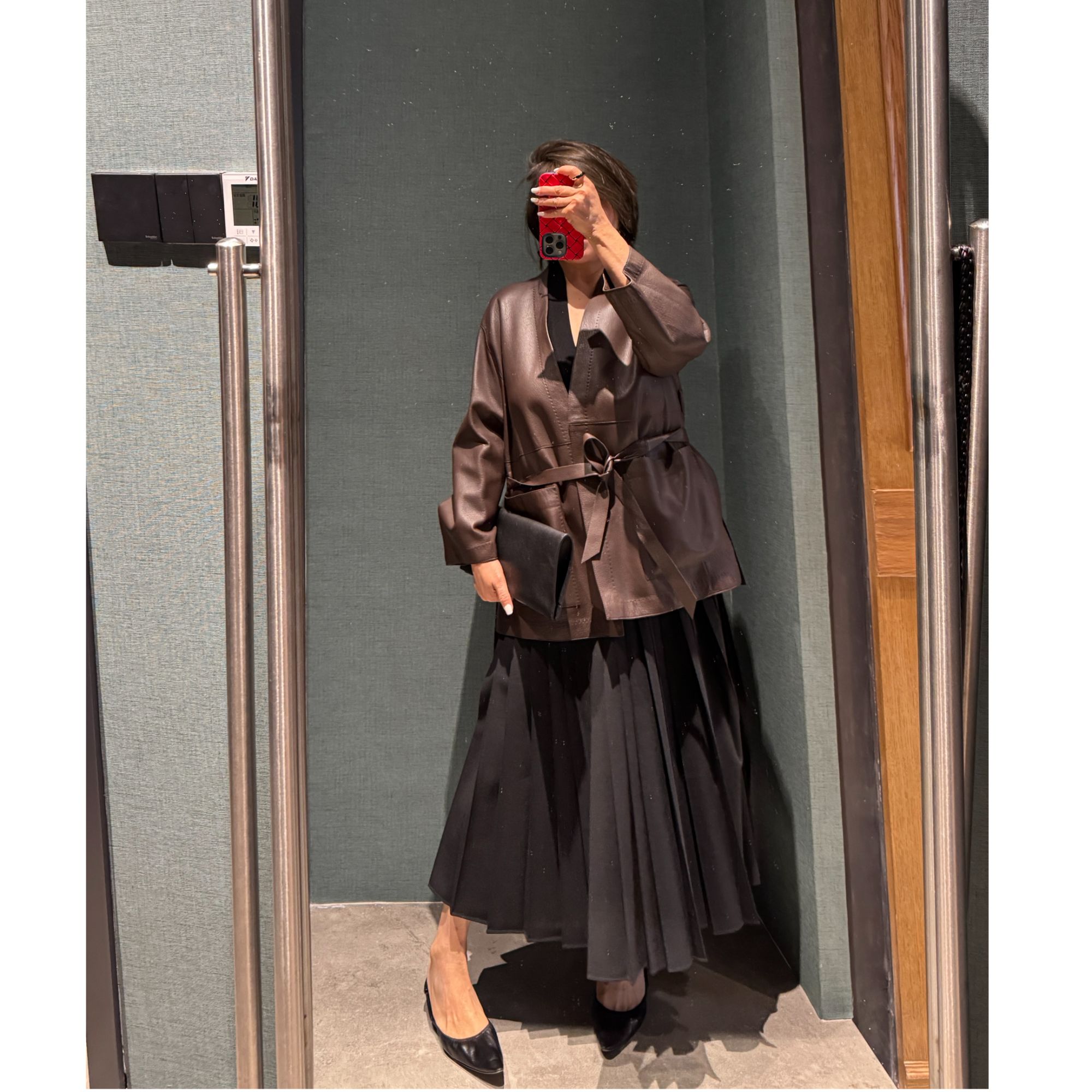 COCOLINDA  | 100羊皮 时尚系带中长款皮衣 F2245