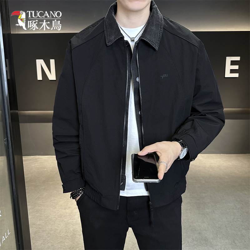 TUCANO/啄木鳥设计师款牛仔拼接翻领夹克男外套百搭潮流上衣1116