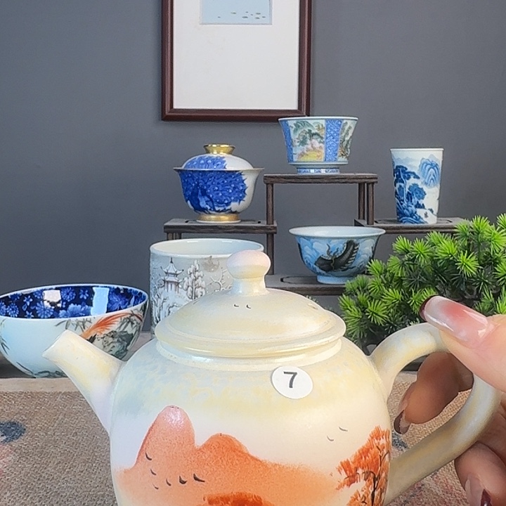 摆件景德柴烧茶杯多人