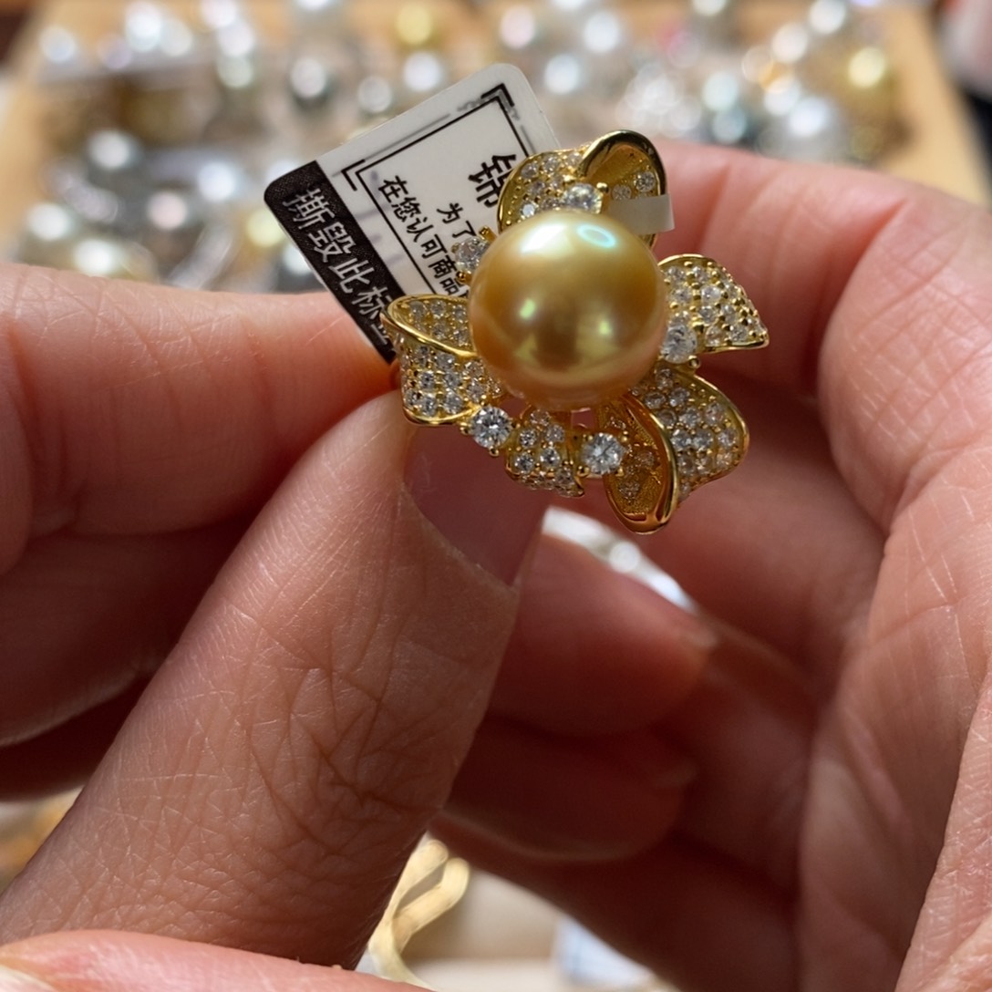 海水珍珠戒圈银S925镶嵌