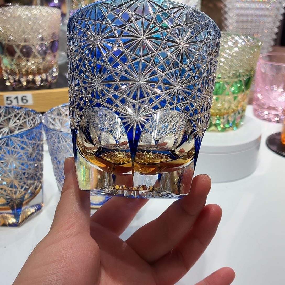 百***勇威士忌酒杯蓝色杯子