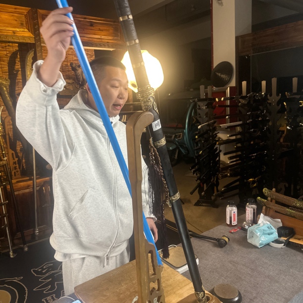 龙泉昊天宝剑高锰钢唐横刀黑木柄未开刃