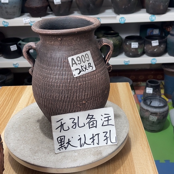 红陶手工制作工艺花盆