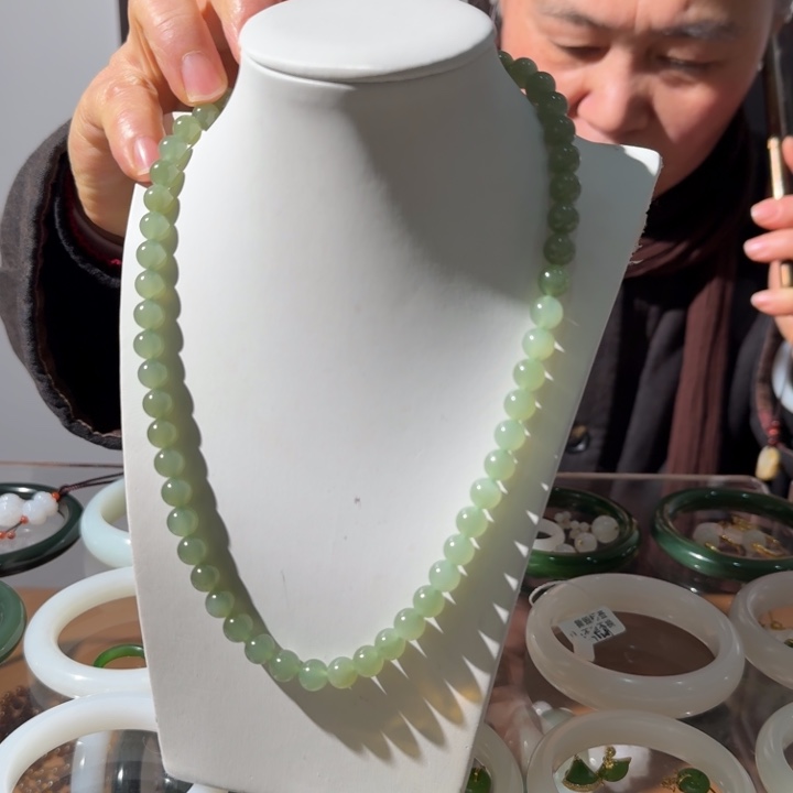 和田玉颈饰未镶嵌天花板冰晴水8mm项链（活动价）