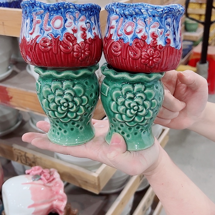 有孔，凑单福利满10元发货陶瓷多肉花盆！