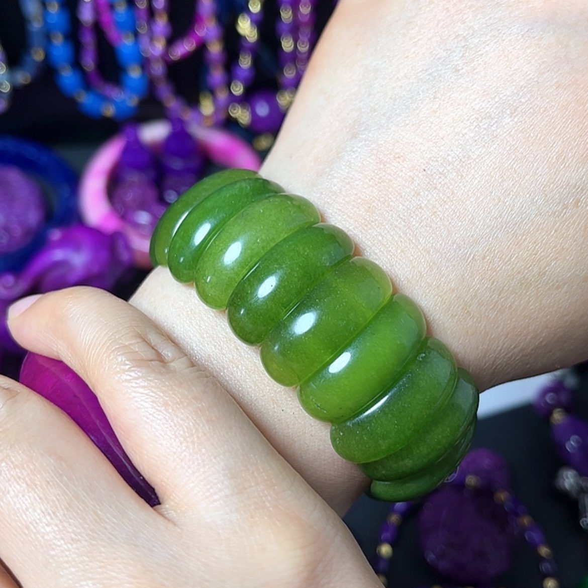 【闪购商品】玻璃DIY舒具石老油料绿舒丝绒玉华透手牌卡25