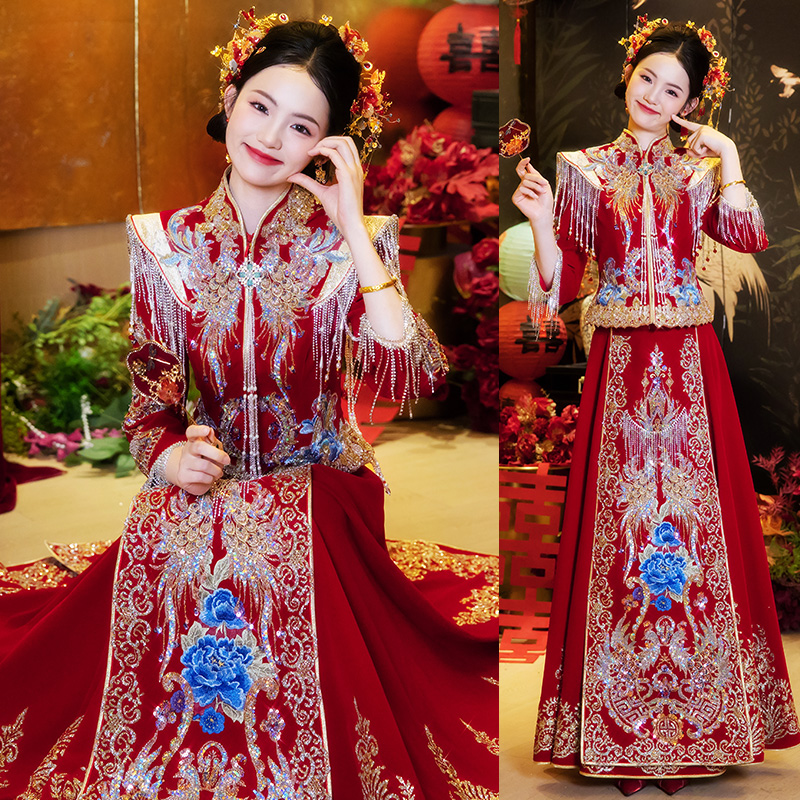 秋冬丝绒秀禾服2025新款新娘结婚服装中式礼服敬酒服出阁服秀和服