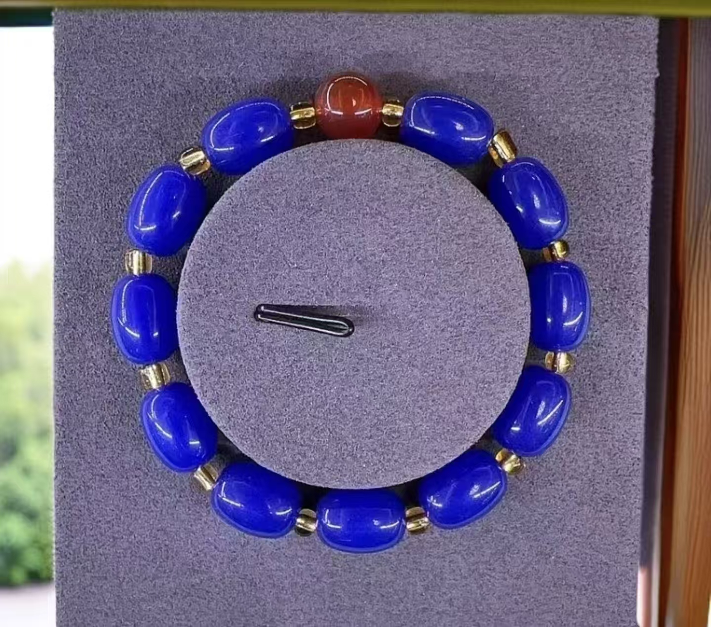 高端克莱因蓝冰红玛瑙手串