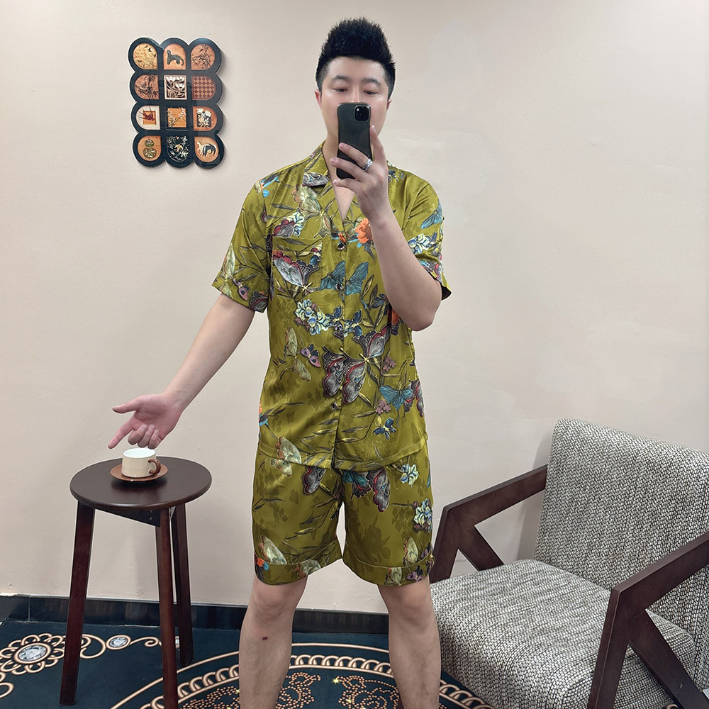 《特价L》大码男士短袖短裤睡衣套装可外穿家居服