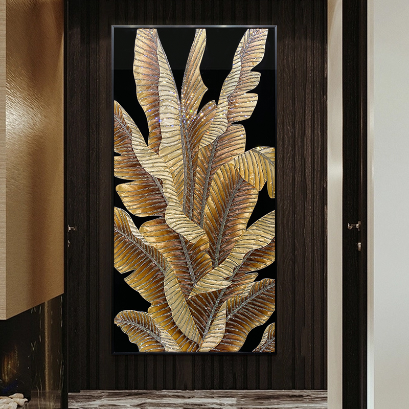 挂画轻奢玄关走廊大业当成植物正对门现代掐丝珐琅彩装饰画艺术画