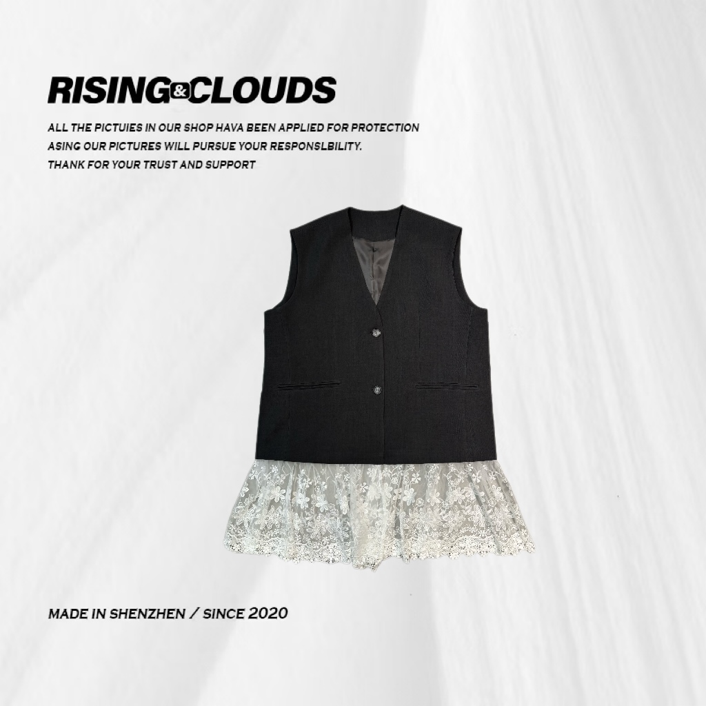 RISING&CLOUDS莎莎【闲织】深圳南油欧若风百搭宽松蕾丝马甲030008