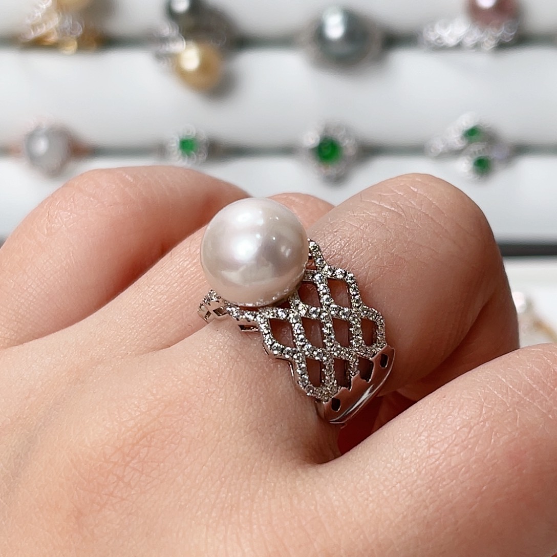 淡水珍珠戒指银S925镶嵌