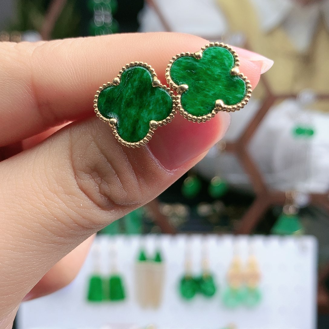 翡翠耳饰18K金镶嵌耳饰