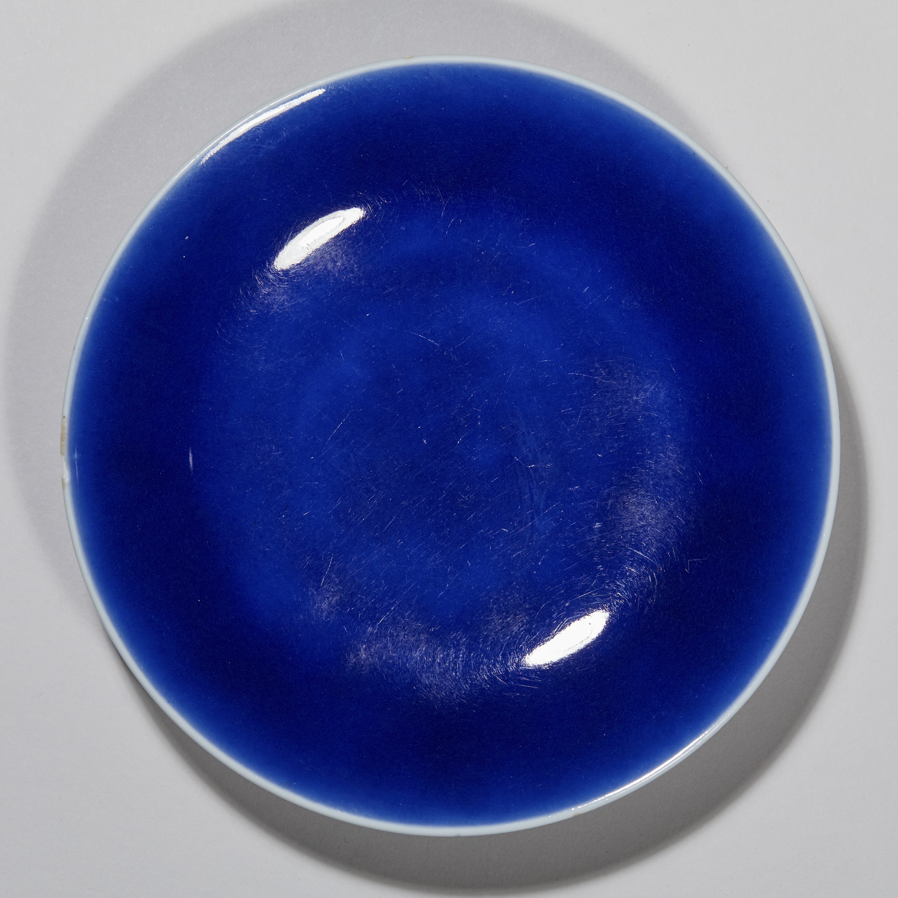 【预展勿拍】15、清乾隆 霁蓝釉盘【祥德65拍卖】