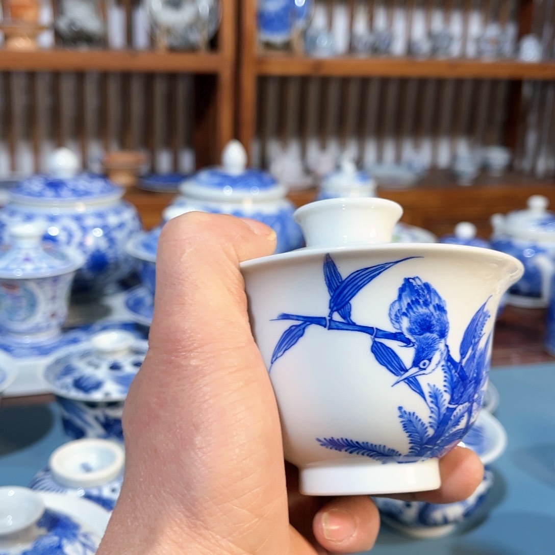 錡镇堂手工手绘盖碗