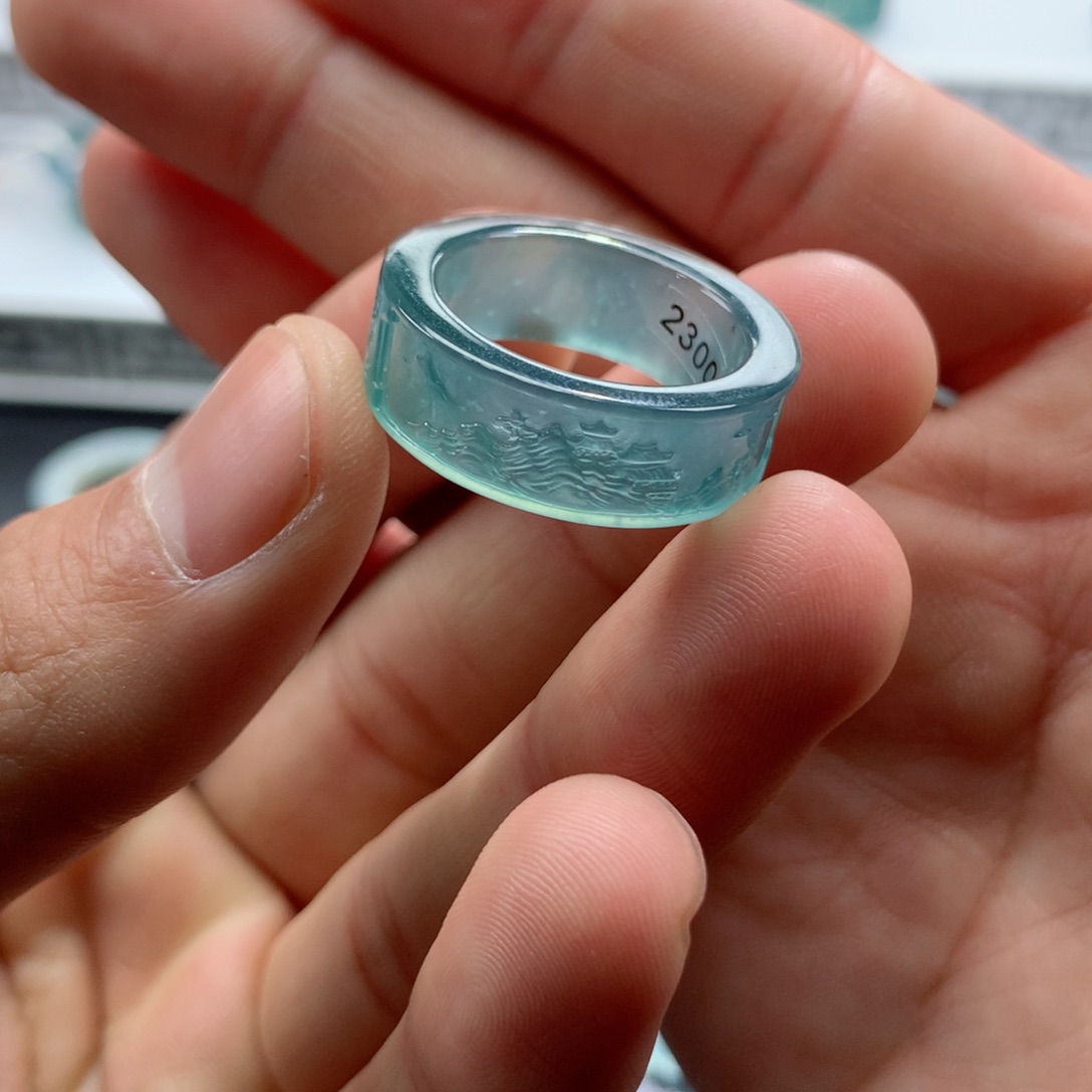 翡翠戒指未镶嵌温**狼天然翡翠A货戒圈