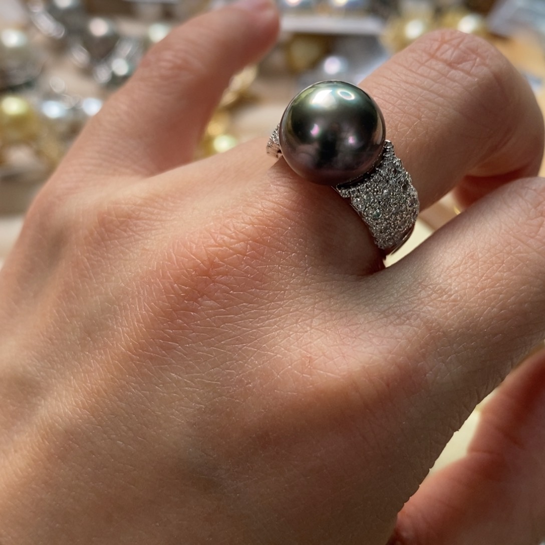 海水珍珠戒圈银S925镶嵌