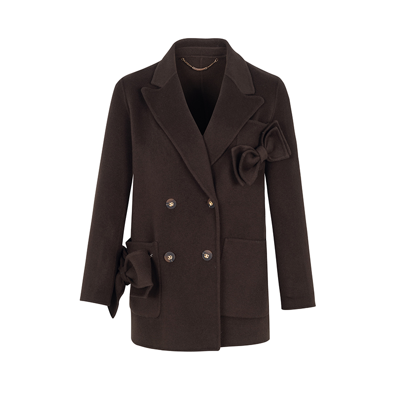 【诗语专属】商场同款新品可拆蝴蝶结双面呢大衣N2110B34217