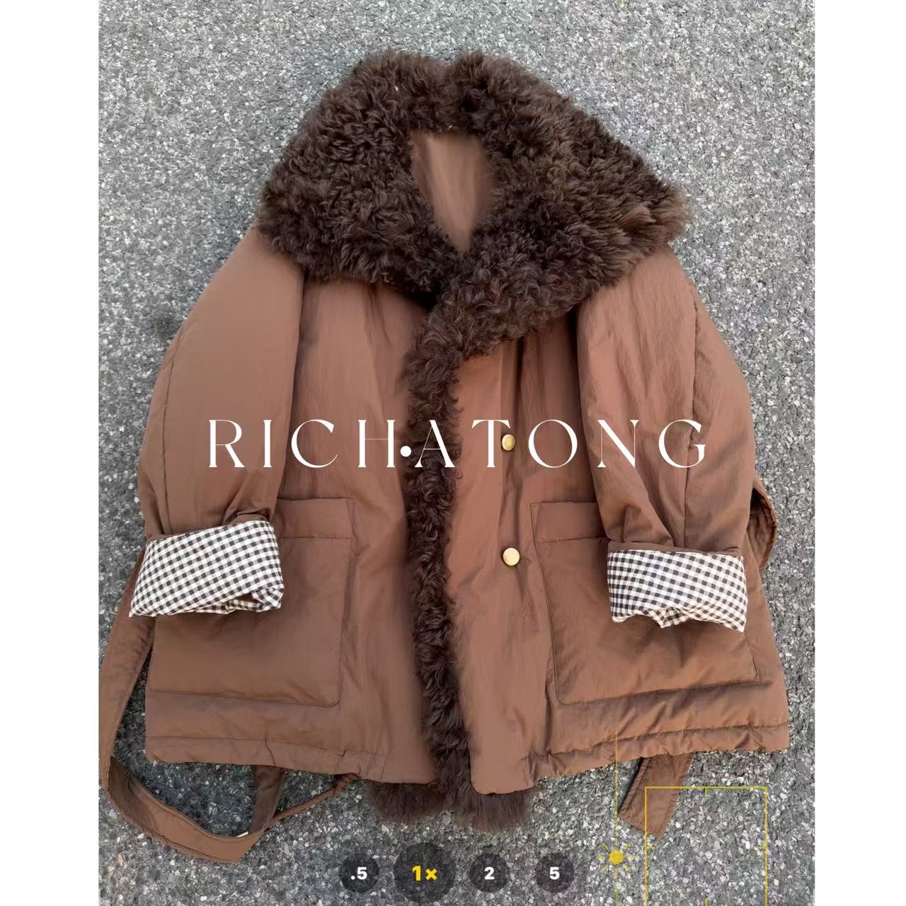 RICH ATONG.【复古格式】翻领复古基调90白鹅绒派克服1119-50