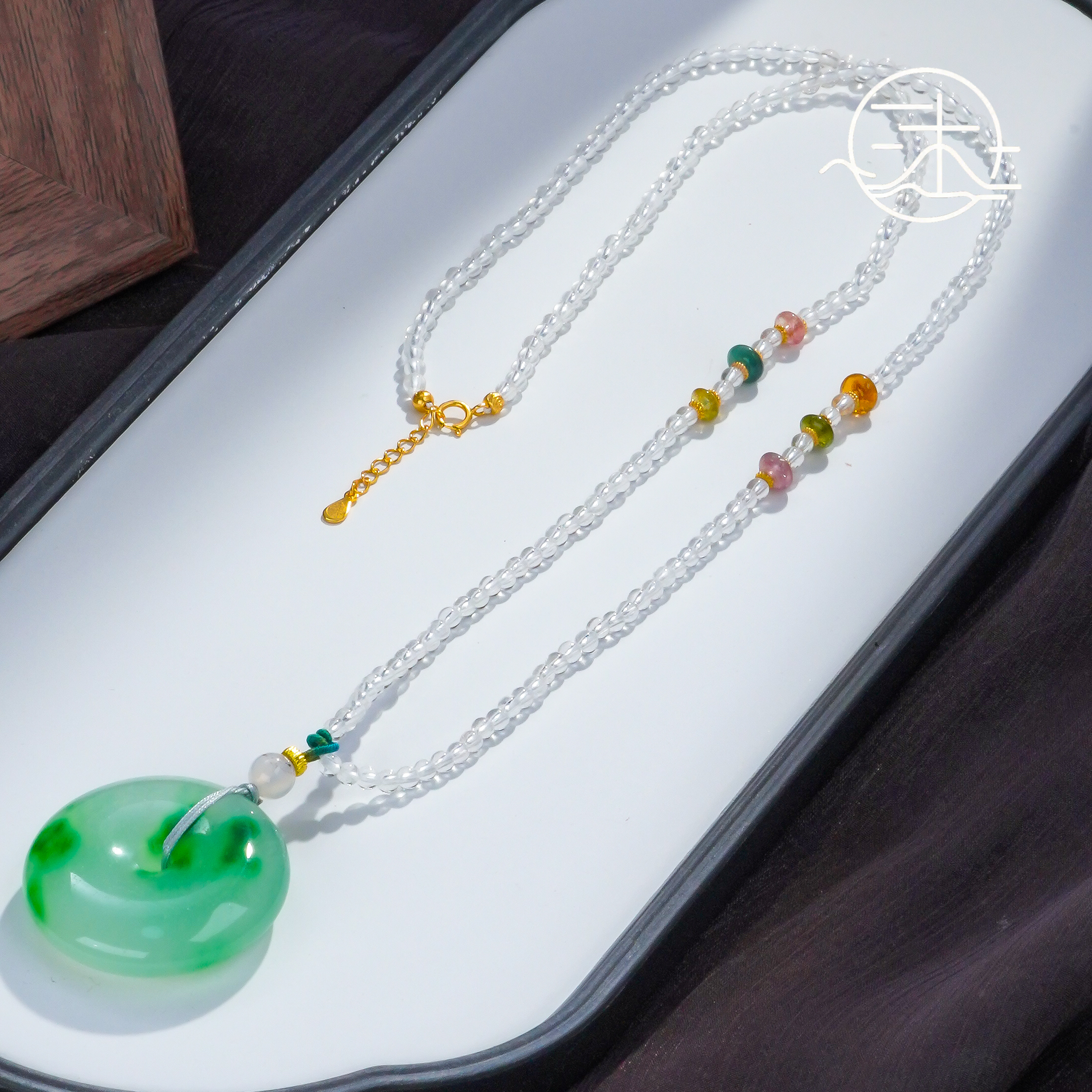 木润【平安扣】天然原矿白水晶碧玺平安扣项链