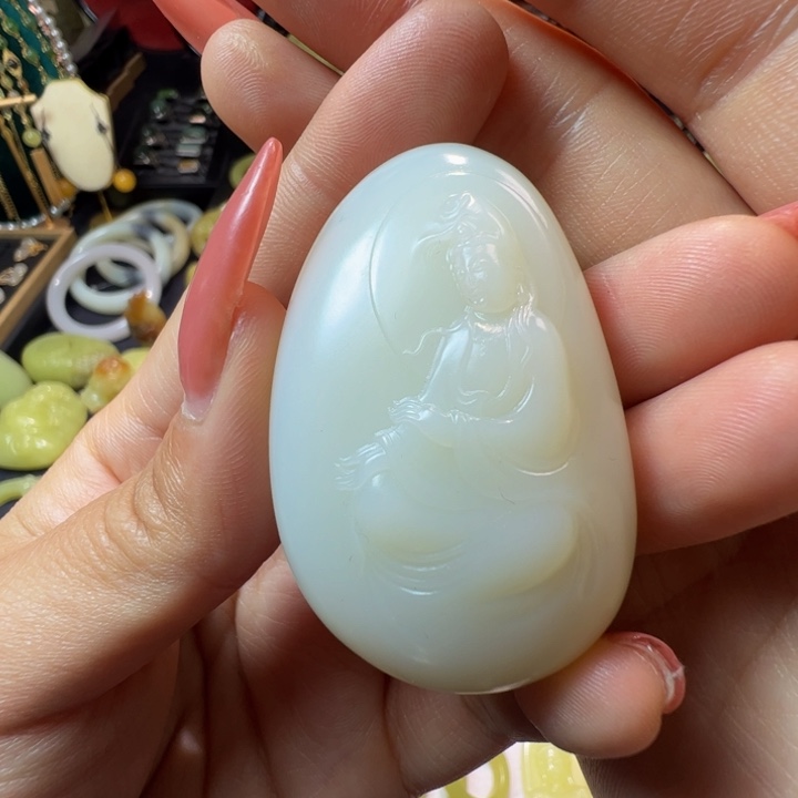 和田玉（白玉）颈饰未镶嵌51克，米达吊坠