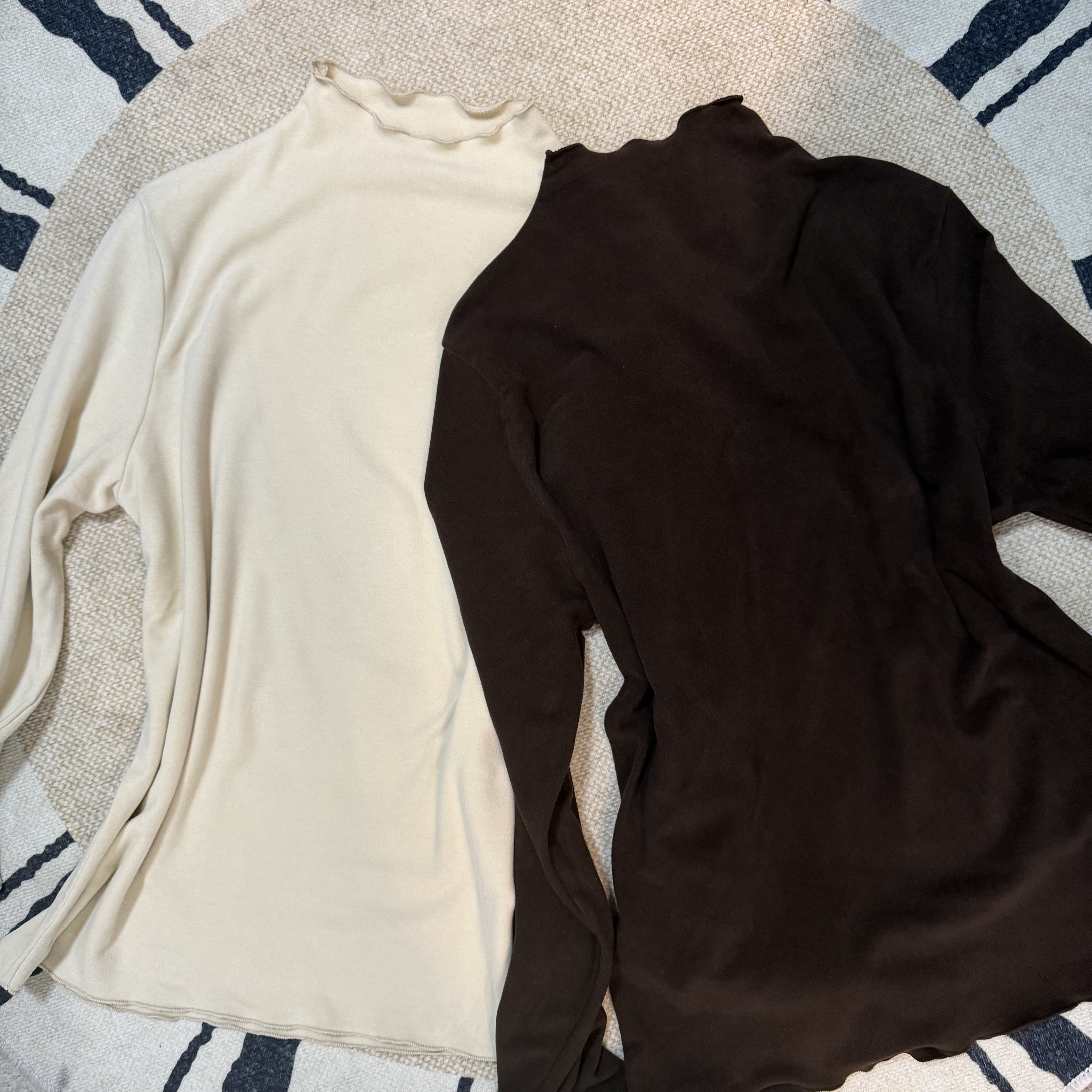 【木耳T】冬季新款半高领套头木耳边长袖极简风打底衫